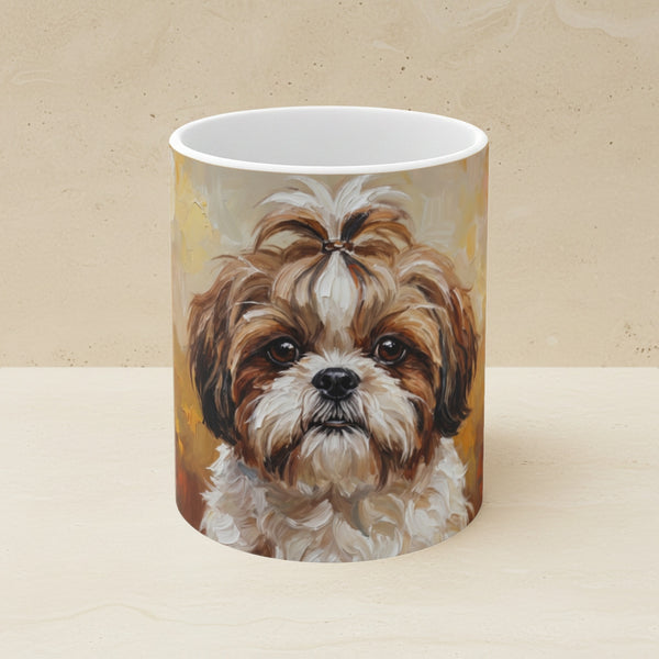 Shih Tzu Acrylic Ceramic Coffee Mug 11oz, Colorful Dog Art, Shih Tzu Lover Gift