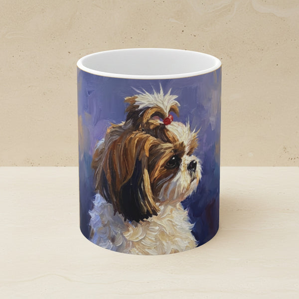 Shih Tzu Acrylic Ceramic Coffee Mug 11oz, Colorful Dog Art, Shih Tzu Lover Gift