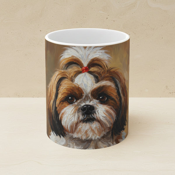 Shih Tzu Acrylic Ceramic Coffee Mug 11oz, Colorful Dog Art, Shih Tzu Lover Gift