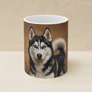 Siberian Husky Acrylic Ceramic Coffee Mug 11oz, Colorful Dog Art, Siberian Husky Lover Gift