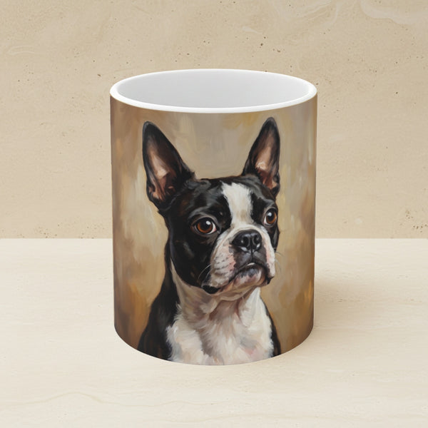 Boston Terrier Acrylic Ceramic Coffee Mug 11oz, Colorful Dog Art, Boston Terrier Lover Gift