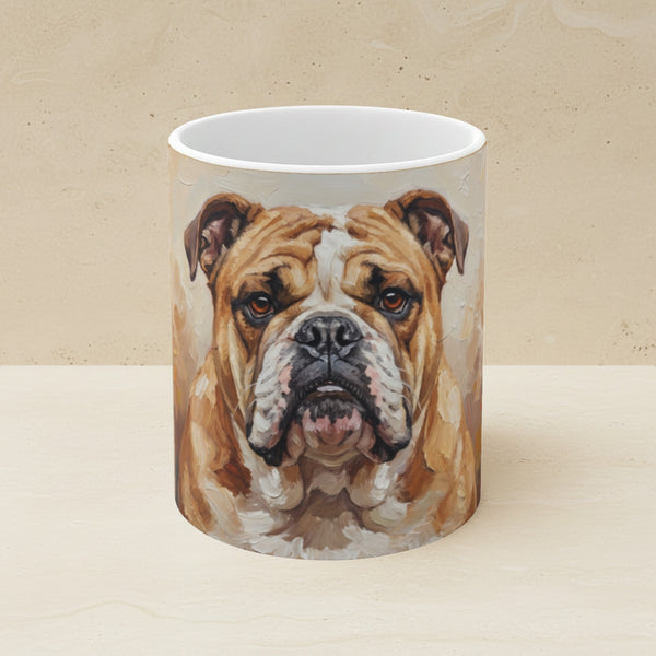 English Bulldog Acrylic Ceramic Coffee Mug 11oz, Colorful Dog Art, English Bulldog Lover Gift