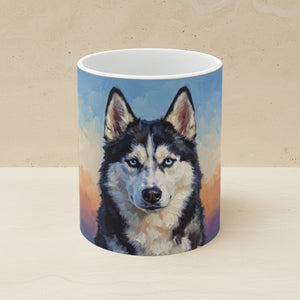 Siberian Husky Acrylic Ceramic Coffee Mug 11oz, Colorful Dog Art, Siberian Husky Lover Gift