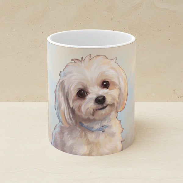 Maltese | Painted Portrait Mug (Style B, Front + Back)