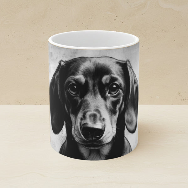 Dachshund Charcoal Portrait Ceramic Mug 11oz | Premium Dog Art | Tritan