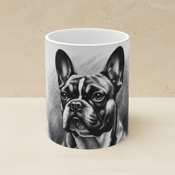 French Bulldog Charcoal Portrait Ceramic Mug 11oz | Premium Dog Art | Tritan