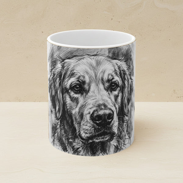 Golden Retriever Charcoal Portrait Ceramic Mug 11oz | Premium Dog Art | Tritan