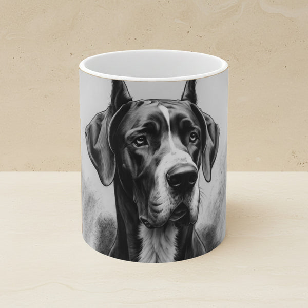Great Dane Charcoal Portrait Ceramic Mug 11oz | Premium Dog Art | Tritan
