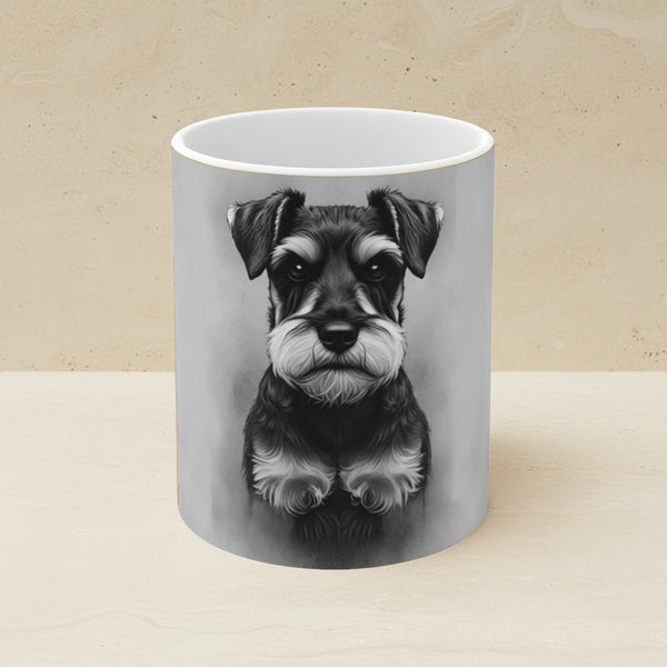 Miniature Schnauzer Charcoal Portrait Ceramic Mug 11oz | Premium Dog Art | Tritan
