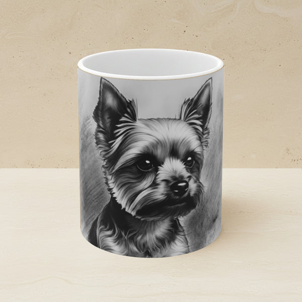 Yorkshire Terrier Charcoal Portrait Ceramic Mug 11oz | Premium Dog Art | Tritan