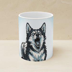 Siberian Husky Comic Pop Ceramic Coffee Mug 11oz, Bold Dog Art, Siberian Husky Lover Gift