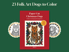 Paper-Cut Christmas Dogs coloring book cover between two round paper-cut details