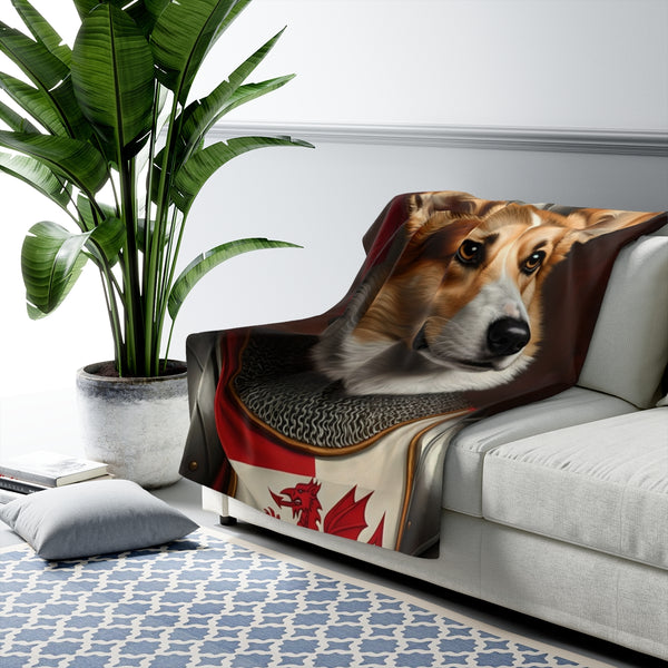 Pembroke Welsh Corgi Medieval Knight Portrait Throw Blanket | Premium Dog Prints | Tritan — Lifestyle View