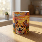 Corgi Acrylic Sunset Prairie Coffee Mug | Premium Dog Art | Tritan