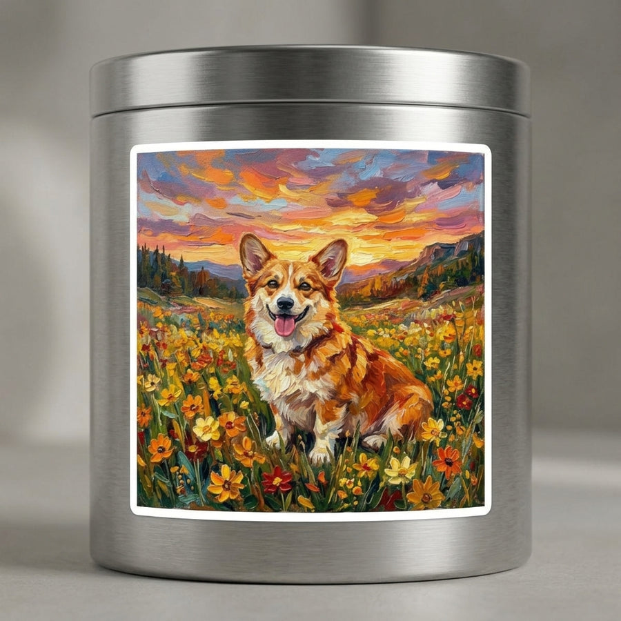 Corgi Acrylic Sunset Prairie Kiss-Cut Stickers | Premium Dog Art | Tritan