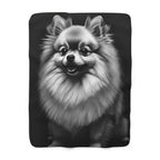 Pomeranian Charcoal Portrait Sherpa Fleece Blanket | Dog Lover Gift