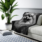 Pomeranian Charcoal Portrait Sherpa Fleece Blanket | Dog Lover Gift