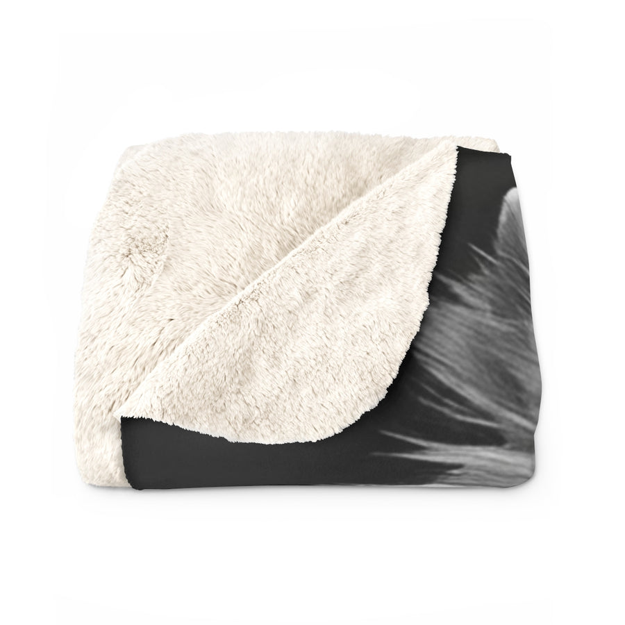 Pomeranian Charcoal Portrait Sherpa Fleece Blanket | Dog Lover Gift