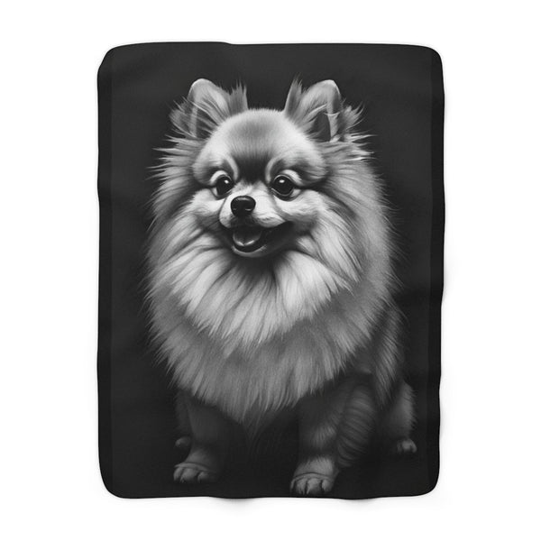 Pomeranian Charcoal Portrait Throw Blanket | Premium Dog Prints | Tritan