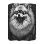 Pomeranian Charcoal Portrait Throw Blanket | Premium Dog Prints | Tritan