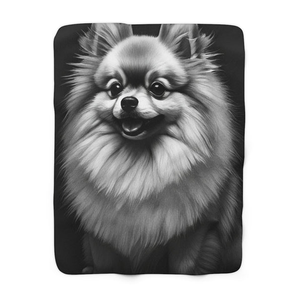 Pomeranian Charcoal Portrait Throw Blanket | Premium Dog Prints | Tritan