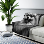 Pomeranian Charcoal Portrait Throw Blanket | Premium Dog Prints | Tritan