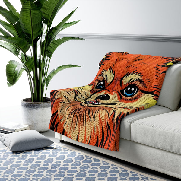 Pomeranian Comic Pop Art Throw Blanket | Premium Dog Prints | Tritan — Lifestyle View