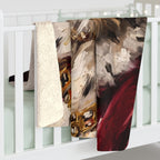Pomeranian Kings & Queens sherpa blanket by Tritan, on bed