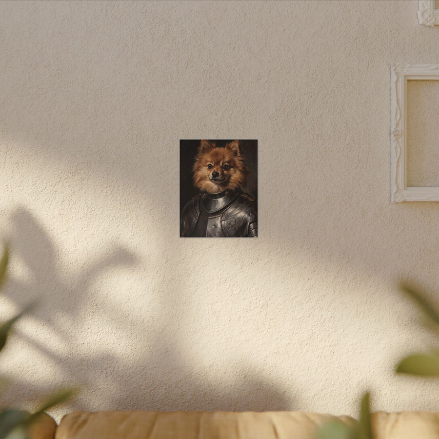 Pomeranian Medieval Knight Portrait Canvas Wall Art, Regal Dog Painting, Pomeranian Lover Gift, Stretched Canvas