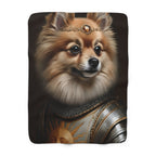 Pomeranian Medieval Knight Portrait Regal Throw Blanket | Premium Dog Prints | Tritan