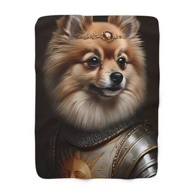 Pomeranian Medieval Knight Portrait Regal Throw Blanket | Premium Dog Prints | Tritan