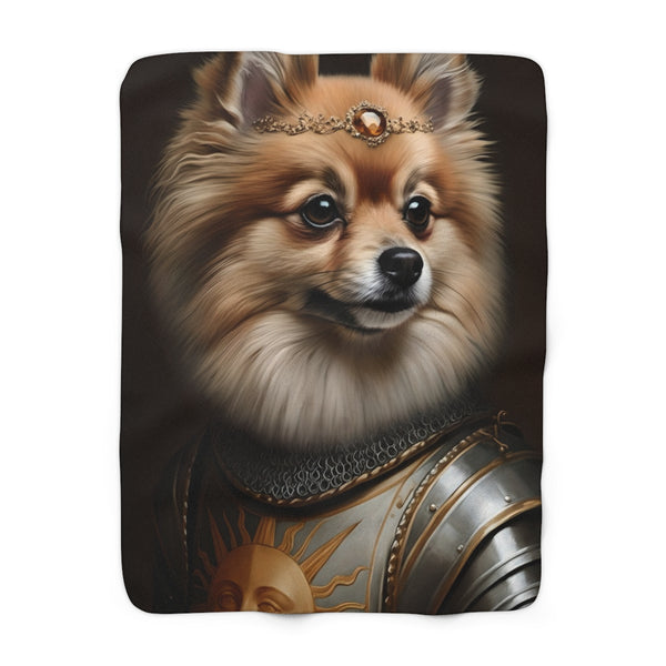 Pomeranian Medieval Knight Portrait Regal Throw Blanket | Premium Dog Prints | Tritan