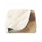 Pomeranian Oil Portrait sherpa blanket by Tritan, folded