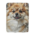Pomeranian Oil Portrait sherpa blanket by Tritan, front