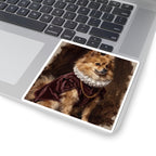 Pomeranian Renaissance Royal vinyl sticker by Tritan, on a laptop