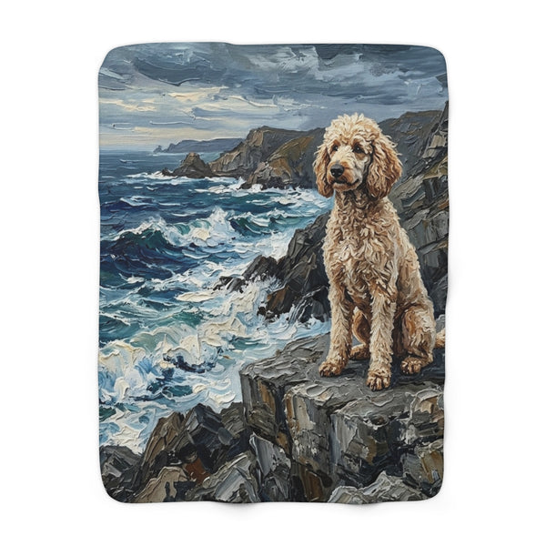 Poodle Acrylic Gallery Print Coastal Cliffside Throw Blanket | Premium Dog Prints | Tritan
