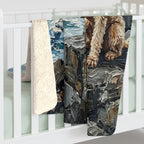Poodle Acrylic sherpa blanket by Tritan, on bed