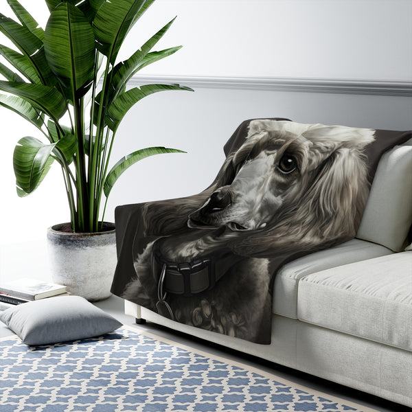 Poodle Charcoal Portrait Throw Blanket | Premium Dog Prints | Tritan — Lifestyle View