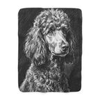 Poodle Charcoal sherpa blanket by Tritan, front