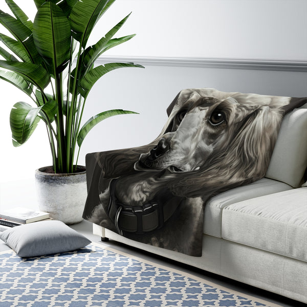 Poodle Charcoal Portrait Throw Blanket | Premium Dog Prints | Tritan — Lifestyle View