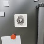 Poodle Graphite die-cut magnet by Tritan, on the fridge