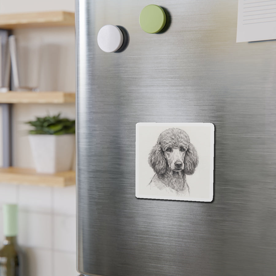 Poodle Graphite die-cut magnet by Tritan, on steel