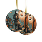 Poodle Halloween Poster ceramic ornament by Tritan, front and back