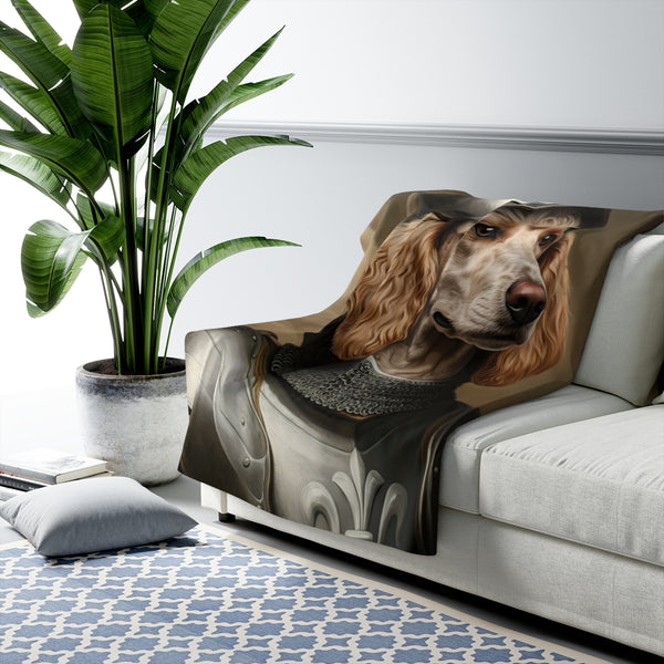 Poodle Medieval Knight Portrait Regal Throw Blanket | Premium Dog Prints | Tritan — Lifestyle View