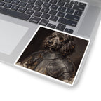 Poodle Medieval Knight vinyl sticker by Tritan, on a laptop