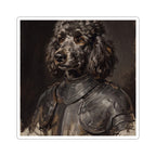 Poodle Medieval Knight vinyl sticker by Tritan, front