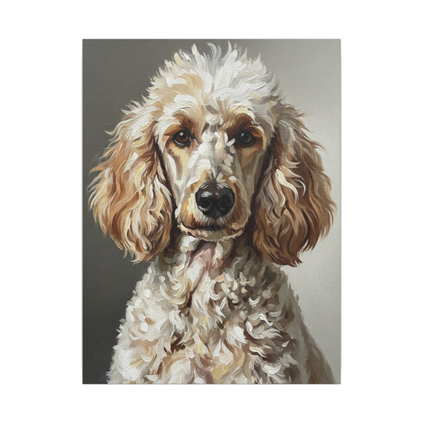 Poodle Oil Portrait Canvas Print, Elegant Dog Wall Art, Poodle Lover Gift, Sophisticated Pet Decor — Lifestyle View