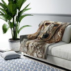 Poodle Oil Portrait sherpa blanket by Tritan, on sofa