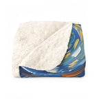 Poodle Post-Impressionist sherpa blanket by Tritan, folded