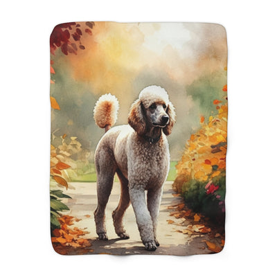 Poodle Watercolor Autumn Path Throw Blanket | Premium Dog Prints | Tritan